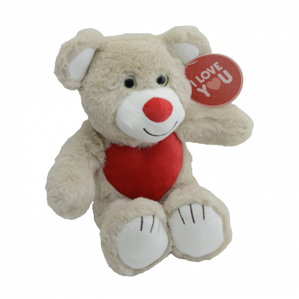 Peluche oso beige con corazón - Imagen 2