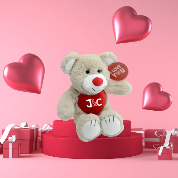 Peluche oso beige con corazón